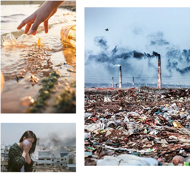 Pollution de l'air, de l'eau et des sols